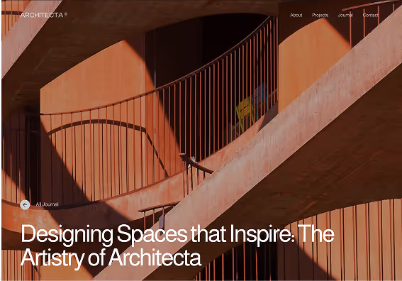 Curved concrete staircases and railings casting shadows, seen in an architectural structure with warm lighting.
