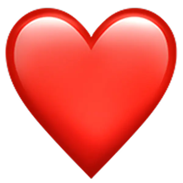 Glossy red heart emoji with a shiny highlight on the top right.